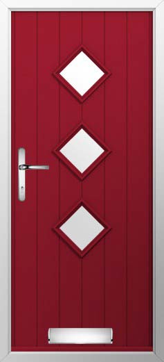 Flint 3 Glazed Solidor Composite Door in Ruby Red
