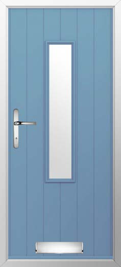 Flint 5 Glazed Solidor Composite Door in Pottery Blue