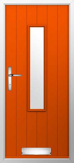 Flint 5 Glazed Solidor Composite Door in Tangerine
