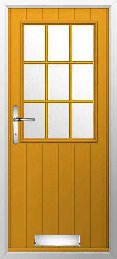 Flint Beeston Georgian Bar Glazed Solidor Composite Door in Amber Gold