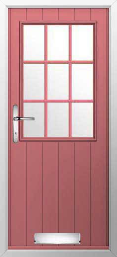 Flint Beeston Georgian Bar Glazed Solidor Composite Door in Antique Rose