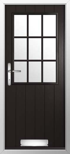 Flint Beeston Georgian Bar Glazed Solidor Composite Door in Black Brown