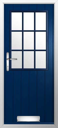 Flint Beeston Georgian Bar Glazed Solidor Composite Door in Blue