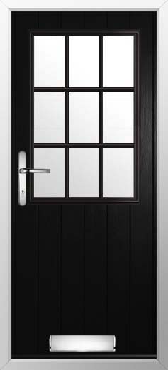 Flint Beeston Georgian Bar Glazed Solidor Composite Door in Black