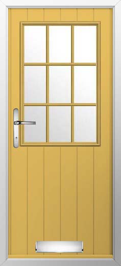 Flint Beeston Georgian Bar Glazed Solidor Composite Door in Buttercup Yellow