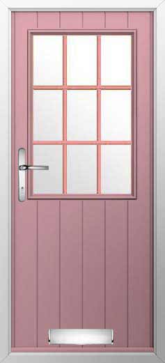 Flint Beeston Georgian Bar Glazed Solidor Composite Door in Champagne Blush
