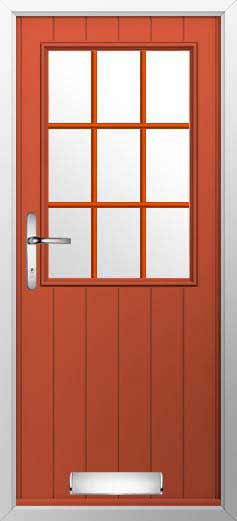 Flint Beeston Georgian Bar Glazed Solidor Composite Door in Copper Flame