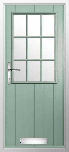 Flint Beeston Georgian Bar Glazed Solidor Composite Door in Chartwell Green