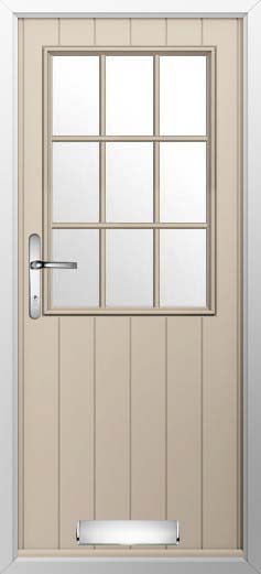Flint Beeston Georgian Bar Glazed Solidor Composite Door in Cream