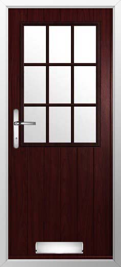 Flint Beeston Georgian Bar Glazed Solidor Composite Door in Rosewood
