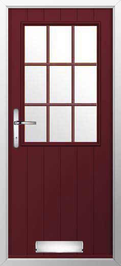 Flint Beeston Georgian Bar Glazed Solidor Composite Door in Deep Merlot