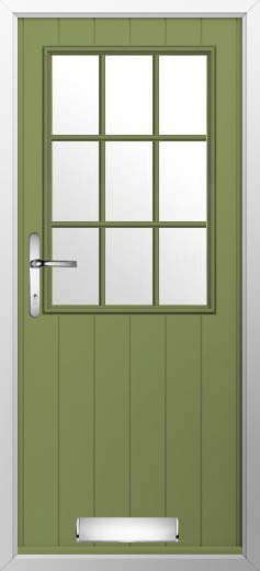 Flint Beeston Georgian Bar Glazed Solidor Composite Door in Forest Green