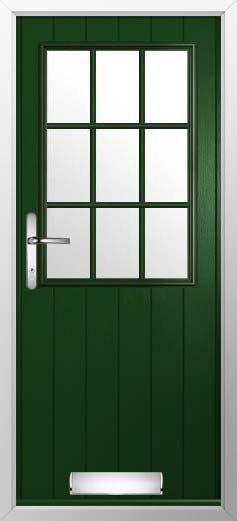 Flint Beeston Georgian Bar Glazed Solidor Composite Door in Green