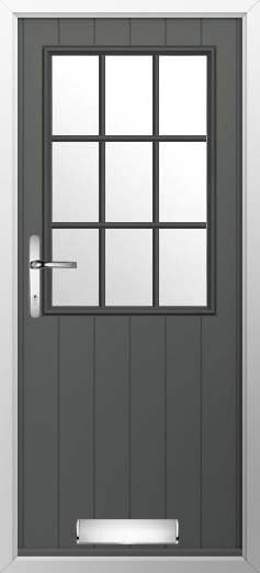 Flint Beeston Georgian Bar Glazed Solidor Composite Door in Granite Grey