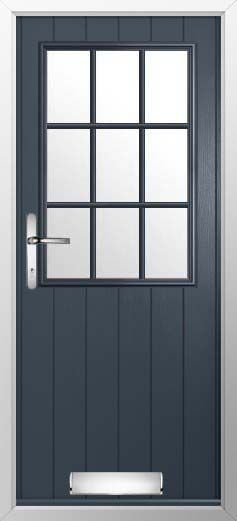 Flint Beeston Georgian Bar Glazed Solidor Composite Door in Anthracite Grey