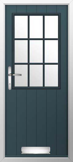 Flint Beeston Georgian Bar Glazed Solidor Composite Door in Midnight Grey