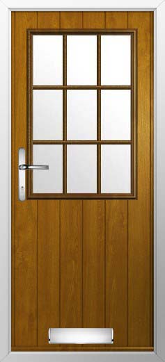 Flint Beeston Georgian Bar Glazed Solidor Composite Door in Oak