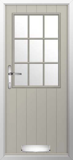 Flint Beeston Georgian Bar Glazed Solidor Composite Door in Pebble Grey