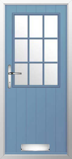 Flint Beeston Georgian Bar Glazed Solidor Composite Door in Pottery Blue