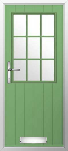 Flint Beeston Georgian Bar Glazed Solidor Composite Door in Pistachio Green