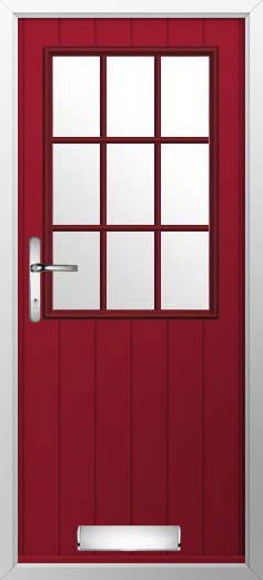 Flint Beeston Georgian Bar Glazed Solidor Composite Door in Ruby Red