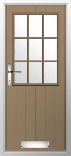 Flint Beeston Georgian Bar Glazed Solidor Composite Door in Truffle Brown