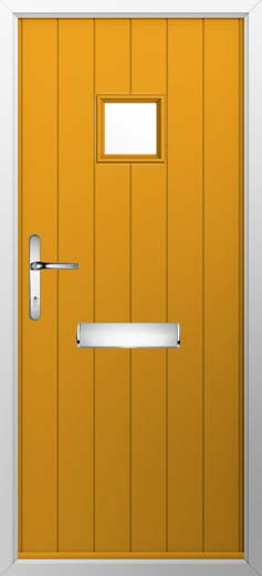 Flint Square Glazed Solidor Composite Door in Amber Gold