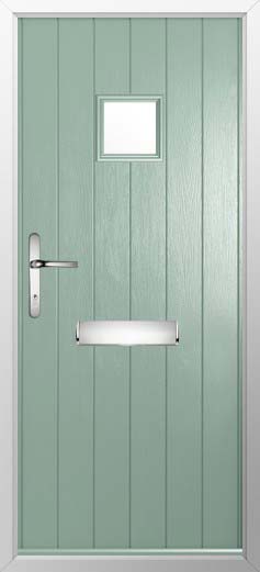 Flint Square Glazed Solidor Composite Door in Chartwell Green