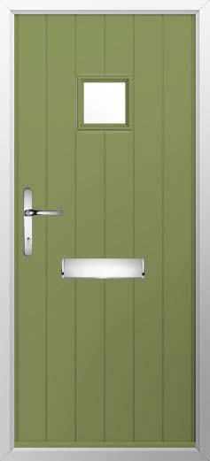 Flint Square Glazed Solidor Composite Door in Forest Green