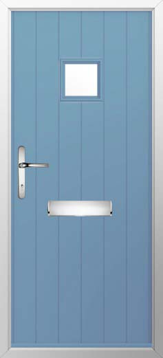 Flint Square Glazed Solidor Composite Door in Pottery Blue
