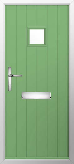 Flint Square Glazed Solidor Composite Door in Pistachio Green