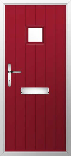 Flint Square Glazed Solidor Composite Door in Ruby Red