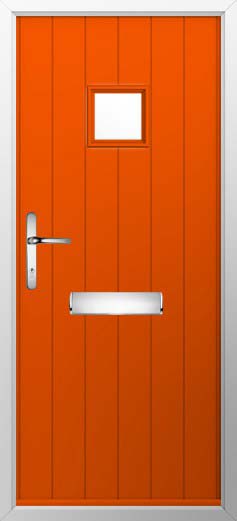 Flint Square Glazed Solidor Composite Door in Tangerine