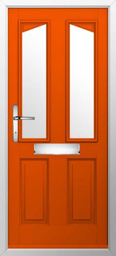 Harlech 2 Glazed Solidor Composite Door in Tangerine