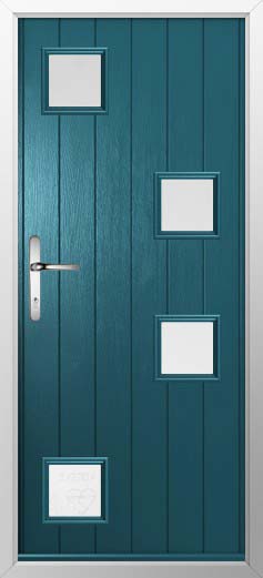 Modena Glazed Solidor Composite Door in Peacock Blue