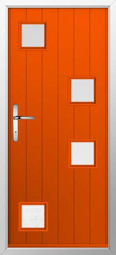 Modena Glazed Solidor Composite Door in Tangerine