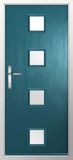 Parma Glazed Solidor Composite Door in Peacock Blue