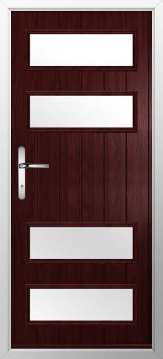 Sorrento Glazed Solidor Composite Door in Rosewood