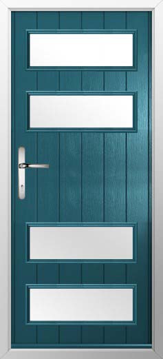 Sorrento Glazed Solidor Composite Door in Peacock Blue