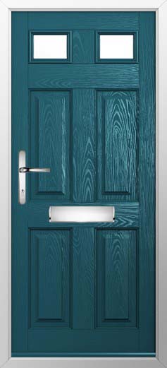 Tenby 2 Glazed Solidor Composite Door in Peacock Blue