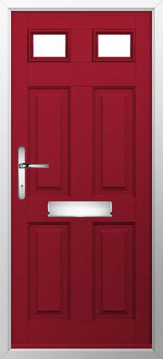 Tenby 2 Glazed Solidor Composite Door in Ruby Red