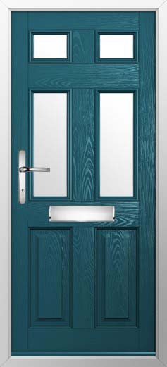Tenby 4 Glazed Solidor Composite Door in Peacock Blue