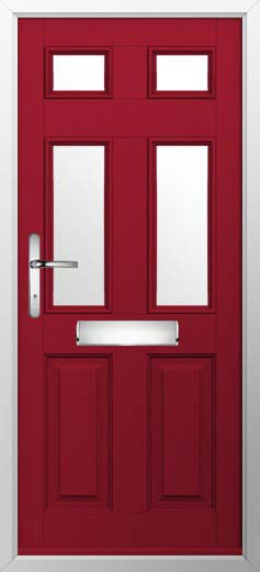 Tenby 4 Glazed Solidor Composite Door in Ruby Red