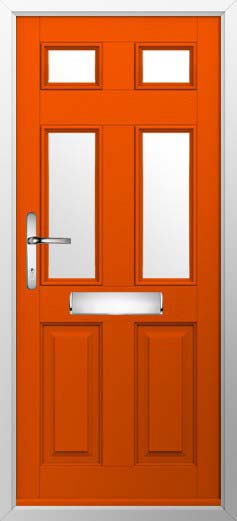 Tenby 4 Glazed Solidor Composite Door in Tangerine