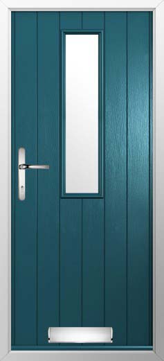 Turin Glazed Solidor Composite Door in Peacock Blue