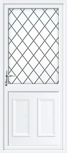 Clinton Half Panel Diamond Lead UPVC Back Door