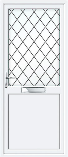 Half Glazed Flat Panel 2xG Style Diamond Lead UPVC Front Door