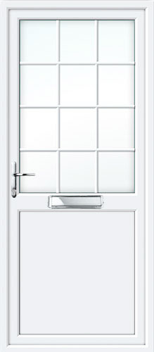 Half Glazed Flat Panel 2xG Style Georgian Bar UPVC Front Door