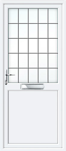 Half Glazed Flat Panel 2xG Style Square Lead UPVC Front Door