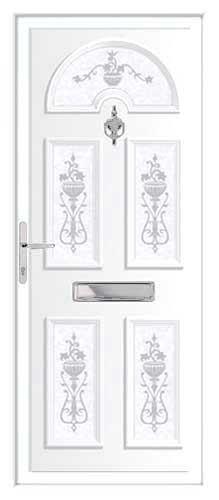Georgian 5 Floral Urn Etched TD UPVC Front Door
